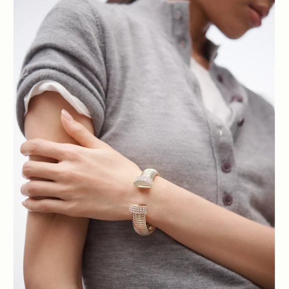 Anthropologie Pavé Ribbed Cuff Bracelet - Picture 2 of 2